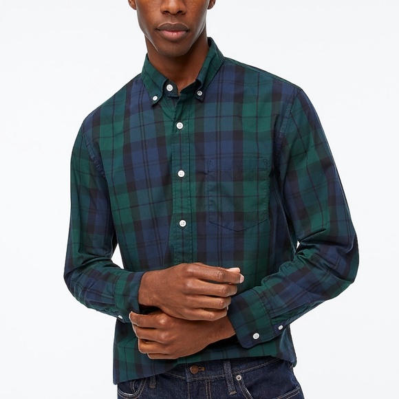 NWT J.Crew Slim Flex Casual Plaid Shirt in Blackwatch Navy
